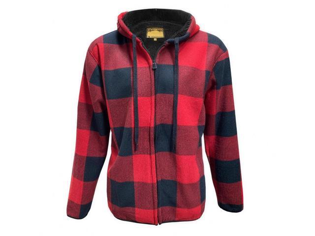 Men's Sherpa Lined Flannel Hooded Jacket Full Zip Plaid Warm Winter Coat