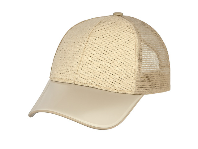Straw Mesh Trucker Hat Adjustable Summer Baseball Cap for Men Lightweight Khaki