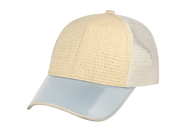 Straw Mesh Trucker Hat Adjustable Summer Baseball Cap for Men - Lightweight Tan