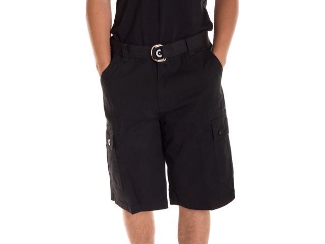 Alta Designer Fashion Men's Cargo Shorts, Twill Belt Included - Black Size 34