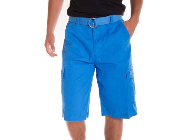 Alta Designer Fashion Men's Cargo Shorts, Twill Belt Included - Sky Blue Size 34