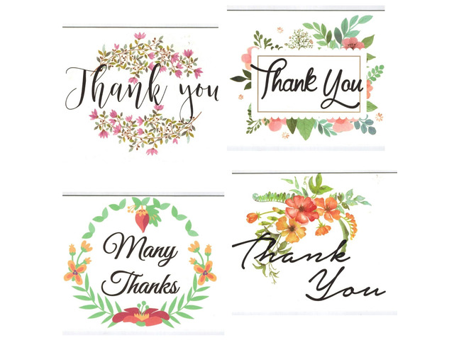100 Floral Thank You Cards with Envelopes Set 4x6 All Occasions Note Cards New