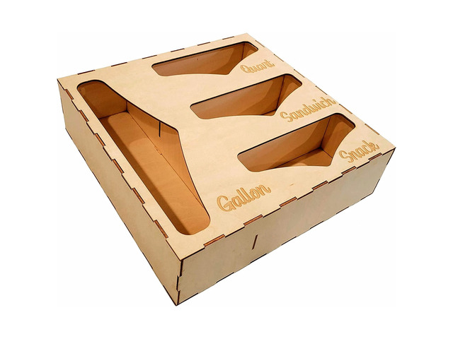 Ziplock Bag Storage Organizer Dispenser Drawer & Wall Mount Wooden Holder