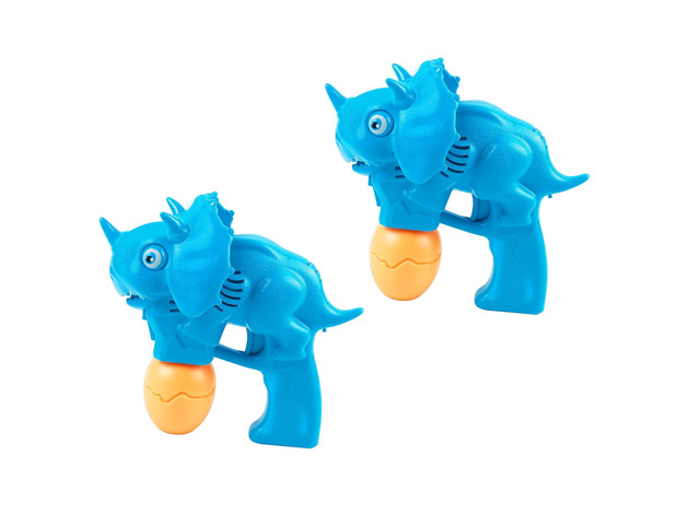 2-Pack Dinosaur Bubble Guns Kids LED Light Sound w/ 2 Solutions Ages 3+