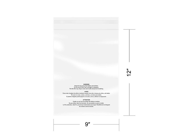 9x12 Clear Poly Mailer Bags Self Seal with Warning 100 Pack Shipping Bags