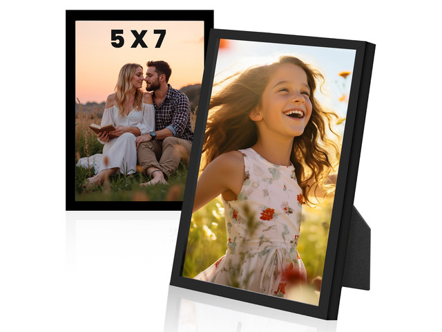 Modern 2-Pack Black Picture Frames 4x6 or 5x7 Plexi Glass Display