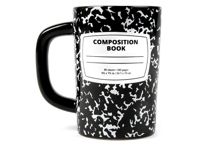 Out of Print 12oz Hot / Cold Composition Book Design Ceramic Coffee Mug, Black