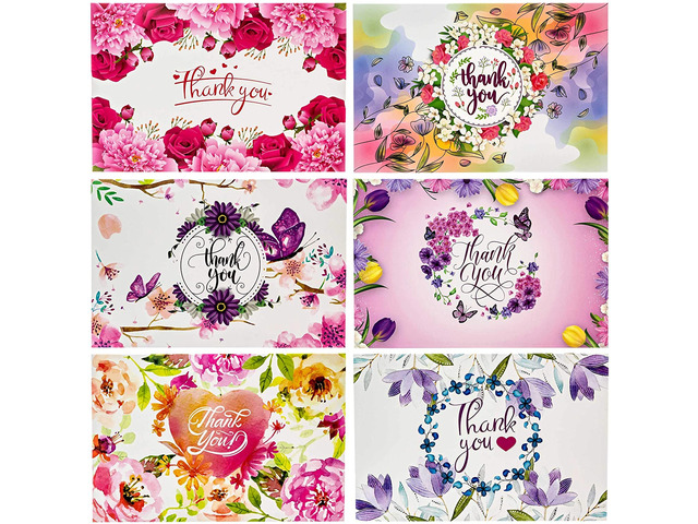 54 Floral Thank You Cards with Envelopes Blank Inside for All Occasions