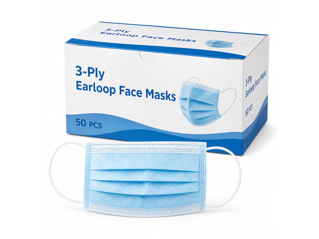 500 PC 3-Ply Disposable Face Masks Blue Earloop Dental Protective Mask