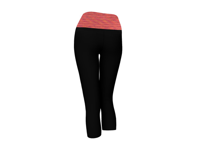 Alta Women's Two Tone Foldover Yoga Capri Leggings Black/Carrot Small Stretch