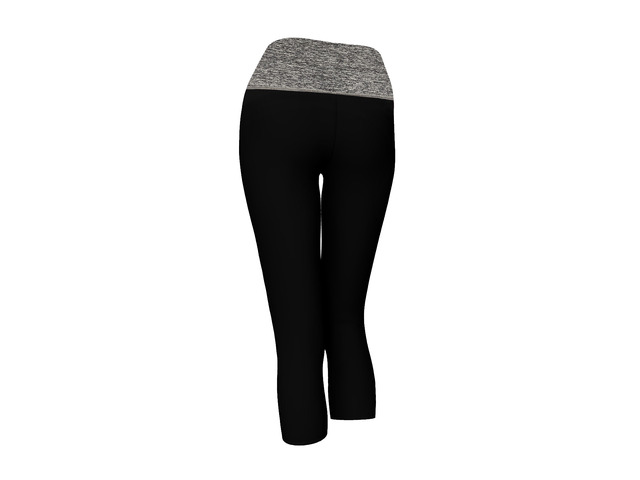 Alta Women's Two Tone Foldover Stretch Yoga Capri Leggings Black Heather Grey