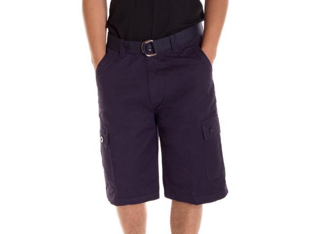 Alta Designer Fashion Men's Cargo Shorts, Twill Belt Included - Navy Size 38