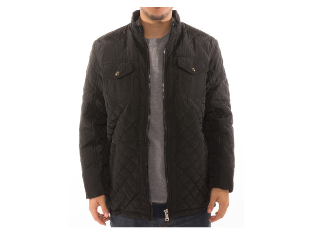Alta Designer Fashion Men's Outerwear Diamond-Quilted Padded Full Zip Jackets - Black - L