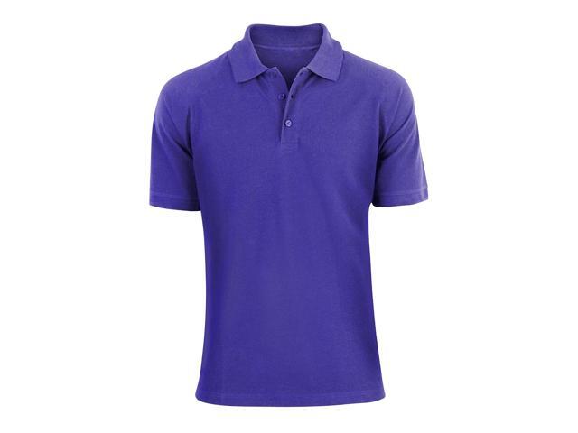 Alta Fashion Designer Mens Classic Fit Polo Short Sleeve Shirt, Royal Blue, S