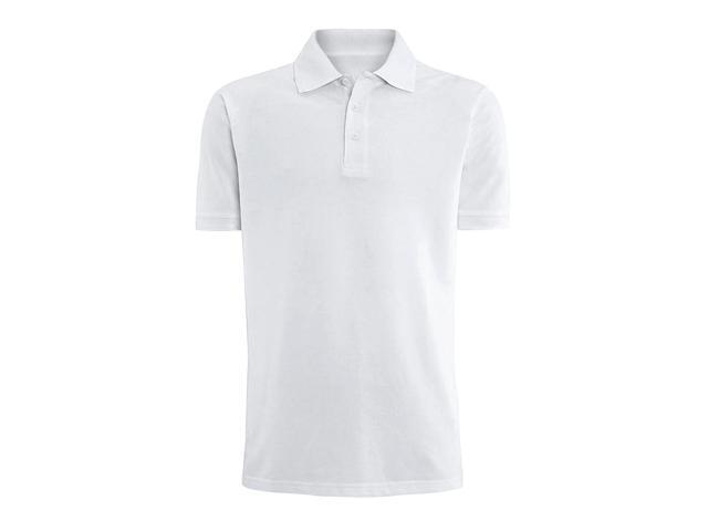 Alta Fashion Designer Mens Classic Fit Polo Short Sleeve Shirt, White, M