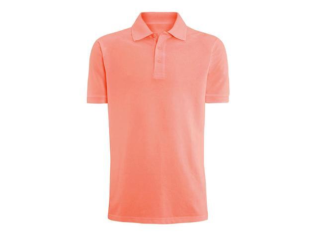 Alta Fashion Designer Mens Classic Fit Polo Short Sleeve Shirt, Orange, L
