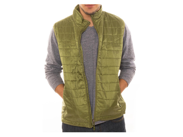 Men's Green Puffer Quilted Vest Full Zip Water Repellent Packable Jacket Size L