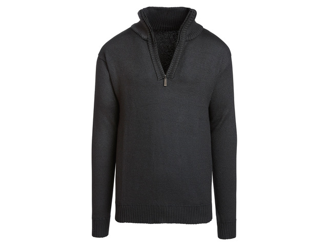 Alta Men's Casual Long Sleeve Half-Zip Mock Neck Sweater - Black Jacket - L