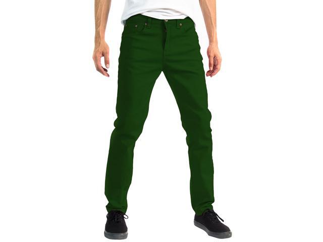 Alta Designer Fashion Mens Slim Fit Skinny Denim Jeans - Green - Size 32