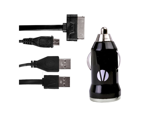 Vivitar Infinite Car Charger Kit for iPhone w/Micro USB Cable & 30-Pin Connector