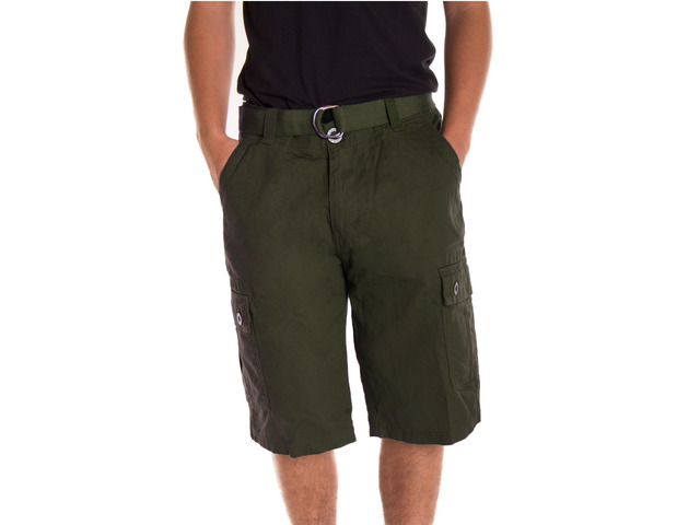 Alta Designer Fashion Men's Cargo Shorts, Twill Belt Included - Green Size 32
