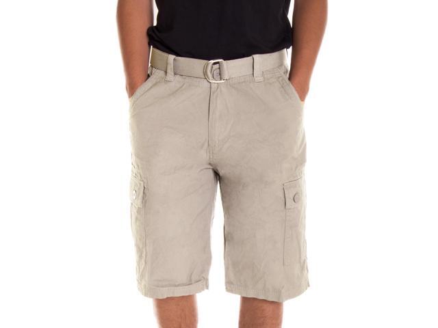 Alta Designer Fashion Men's Cargo Shorts, Twill Belt Included - Khaki Size 30