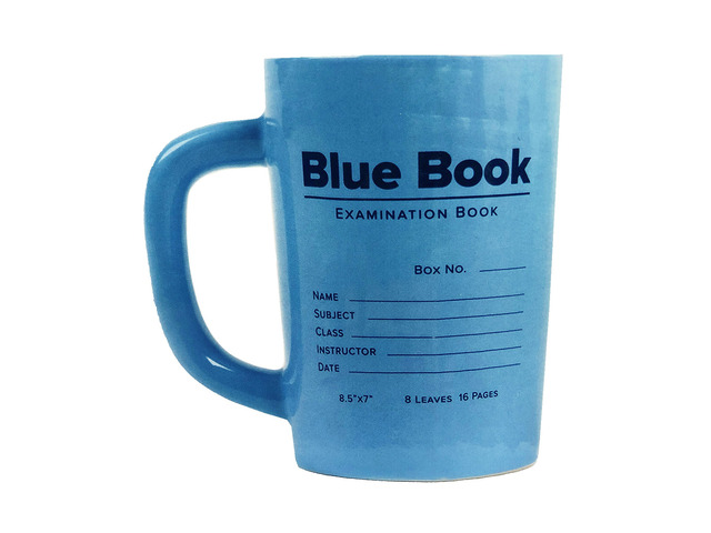 Out of Print 12oz Hot / Cold Blue Book Design, Ceramic Coffee Mug, Blue