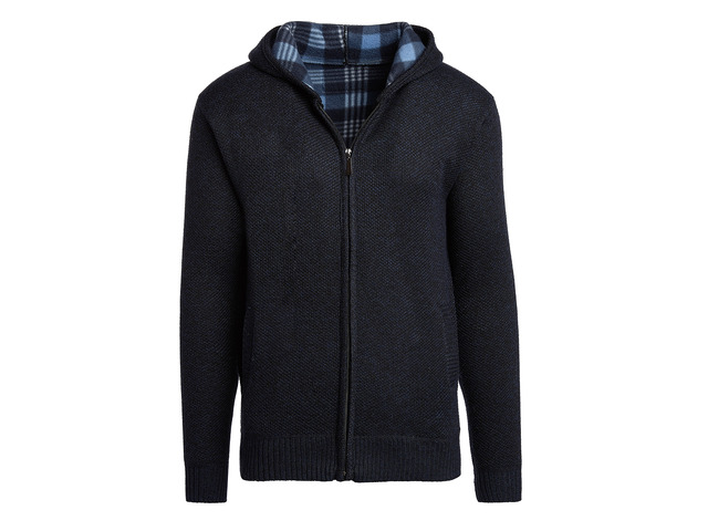 Alta Men's Fleece Lined Casual Full-Zip Sweater Jacket - Navy Blue Hoodie - S