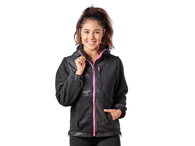 Alta Women's Two-Tone Full-Zip Fleece Jacket - Black/Pink - X-Large