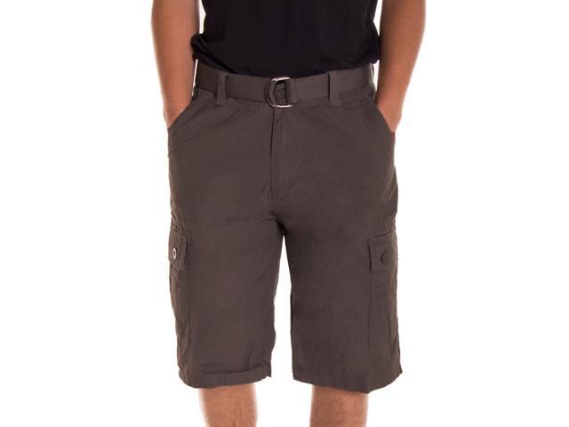 Alta Designer Fashion Men's Cargo Shorts, Twill Belt Included - Coffee Size 40