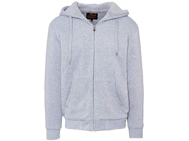 Fresh Groove Men's Soft Sherpa-Lined Fleece Hoodie Sweatshirt, Light Gray, M