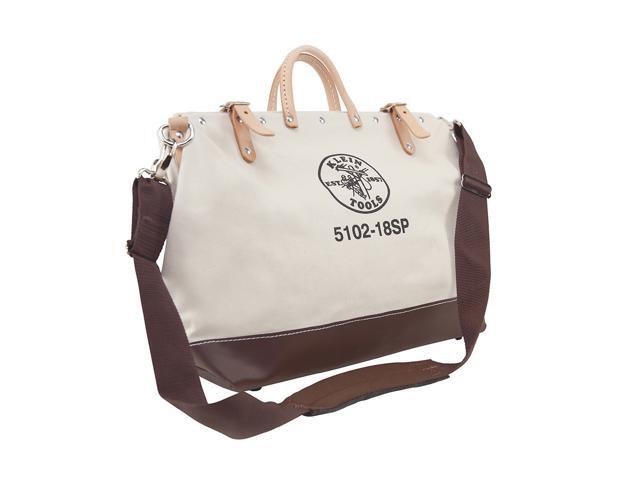 KLEIN TOOLS 5102-18SP Tool Bag, Brown, Canvas, 13 Pockets