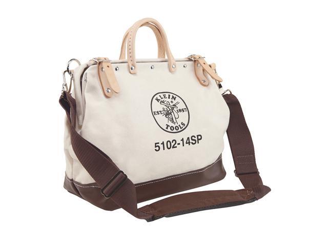 KLEIN TOOLS 5102-14SP Tool Bag, Brown, Canvas, 10 Pockets