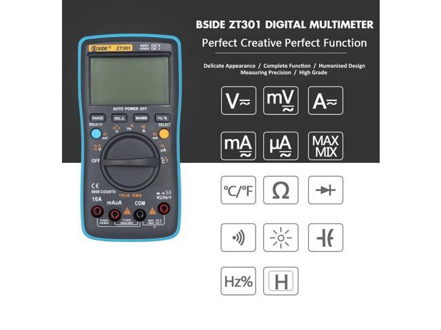BSIDE ZT301 Hot Digital LCD Multimeter Electric Handheld Tectep True RMS Auto Range Multimetro 8000/9999 Counts Esr Tester