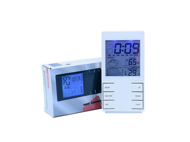 OUTEST Digital Temperature Humidity clock Weather forecast station meter with weather station barometer Alarm clock CX-505 (Black)