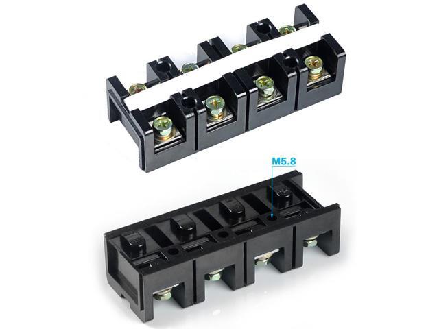 ELECALL Dual Row Screw Terminal Block StripTC-604 600V 60A 4 Positions