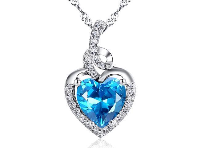 UPC 690800000104 product image for Mabella 2.0cttw Heart Shaped 8mm x 8mm Created Blue Topaz Pendant, 18' Chain Ste | upcitemdb.com