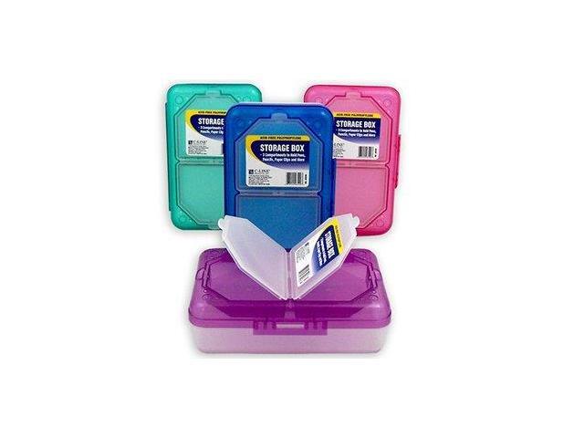 C-Line Poly 3-Compartment Storage Box with Snap Lid, 1 Storage Box, Color May Vary (48500)