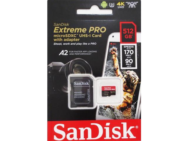SanDisk Extreme Pro - Flash memory card - 512 GB - A2 / Video Class V30 / UHS-I U3 / Class10 - microSDXC UHS-I