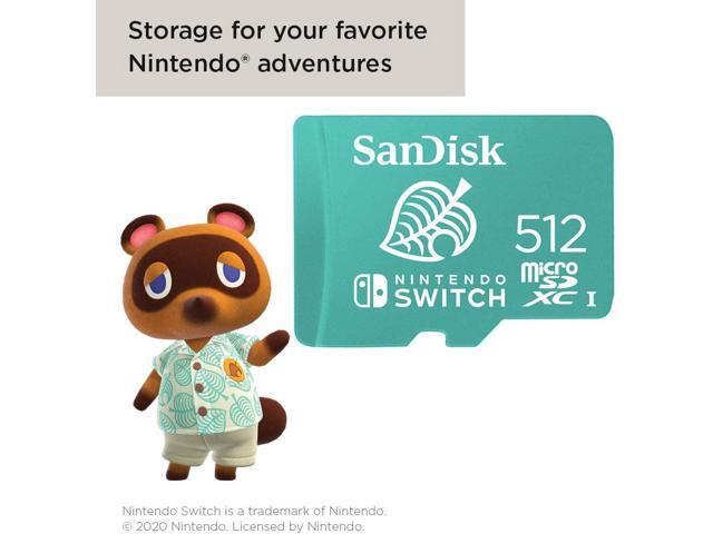 SanDisk 512GB microSDXC UHS-I for Nintendo Switch, Speed Up to 100MB/s (SDSQXAO-512G-GNCZN)
