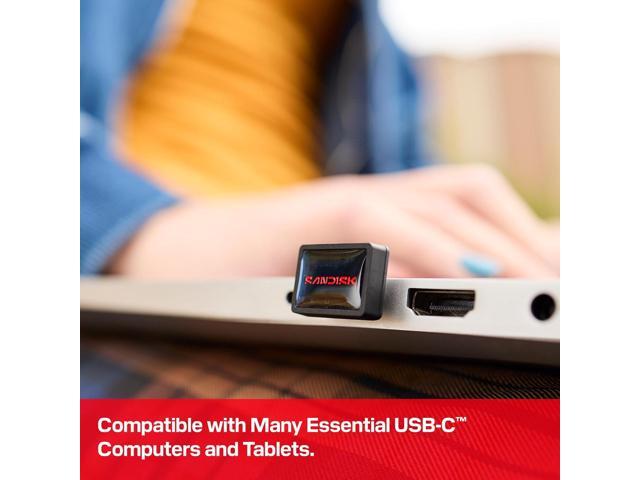 SANDISK Extreme Fit USB-C Flash Drive, up to 300MB/s read speeds, plug-and-stay storage, 64GB, SDCZ530-064G