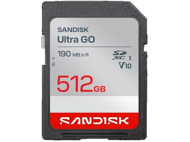 SanDisk Ultra GO SD 512GB Secure Digital Extended Capacity SDXC Memory Card, Up to 190MB/s UHS-I A1 C10 U1 V10 SDSDUGN-512G-GN6IN