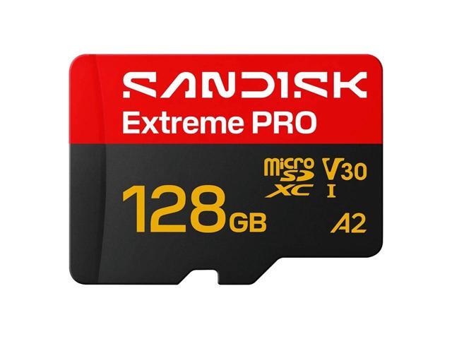 SanDisk 128GB Extreme PRO microSD A2 microSDXC UHS-I U3 C10 A2 V30, up to 250MB/s for 4K UHD Video Memory Card + Adapter SDSQXCJ-128G-GS6MA
