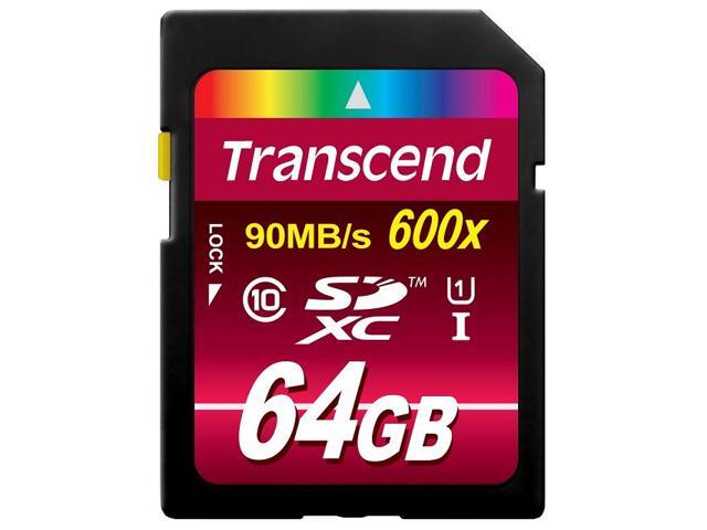 Transcend 64GB SDXC Class 10 UHS-I 80MB/Sec Flash Memory Card Model TS64GSDXC10U1