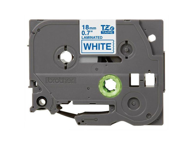 Brother P-Touch TZe Standard Adhesive Laminated Labeling Tape 3/4w Blue on White
