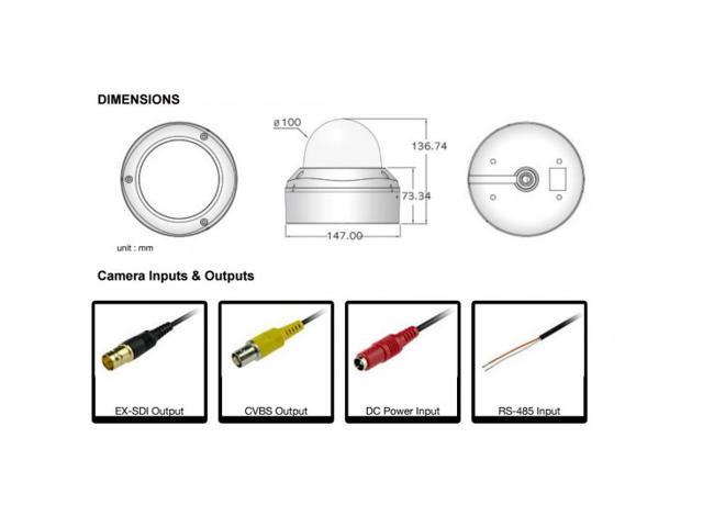 Eyemax Storm Series UVI-2542V 1080P HD-SDI, EX SDI Vandal DOME IR Camera 2.8-12mm 12V Black Casing