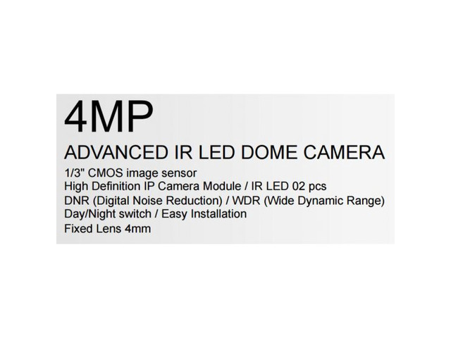 Eyemax 4.2MP Indoor IR Dome IP Network Camera 4mm Lens Onvif POE White Color