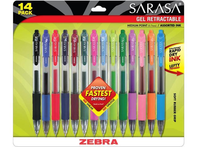 Zebra Sarasa Retractable Gel Pen Assorted Ink Medium 14/Pack 46824