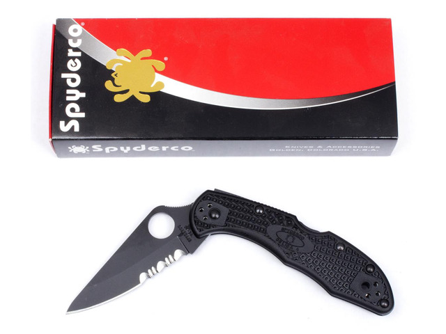 Spyderco Delica4 Folder Knife 2.9' Partial Titanium Carbonitride Vg10 SS 499Ssg1