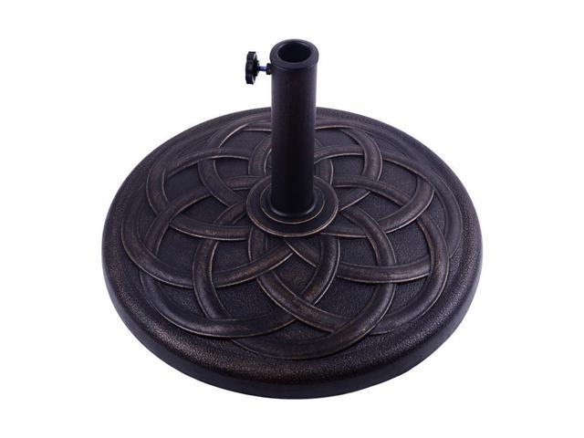 Outsunny Round Decorative Cast Stone Umbrella Holder Base, 21.5-Inch, Bronze Finish